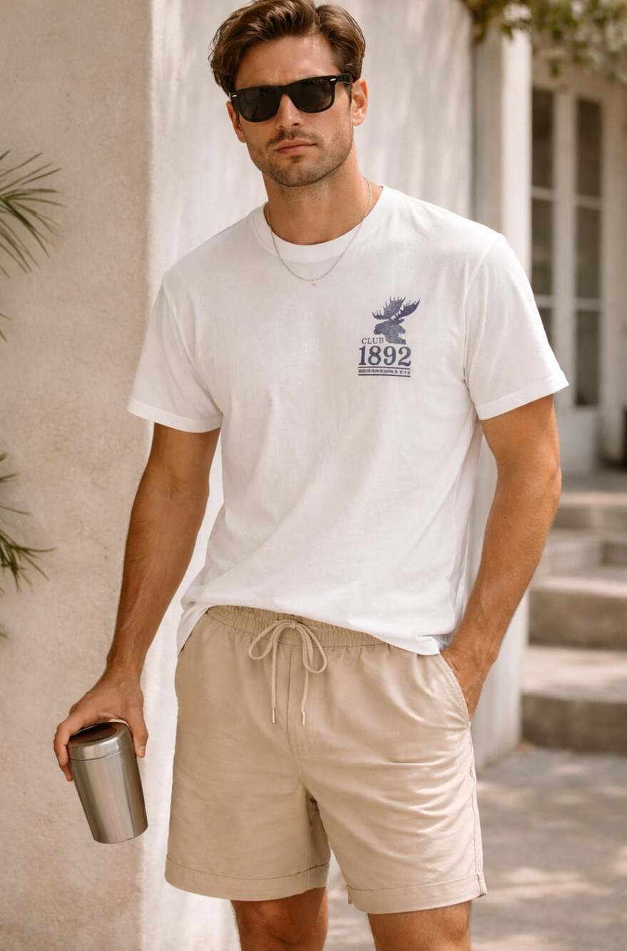 Y2K Abercrombie & Fitch 1892 Graphic T-Shirt White Crewneck Moose Tee NWT Large